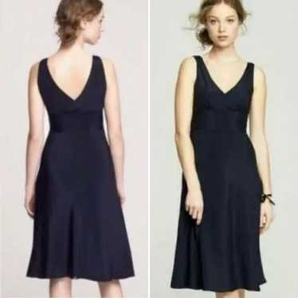 J.Crew Sophia Black V-Neck 100% Silk Dress Elegant Formal LBD